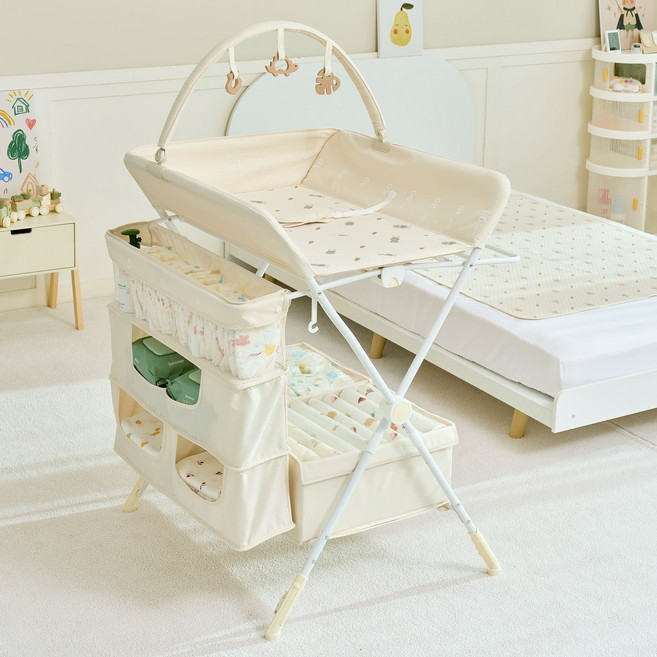 아가짱 올인원 기저귀교환대 기저귀갈이대 세이프플러스+하단수납합2P, 베이지