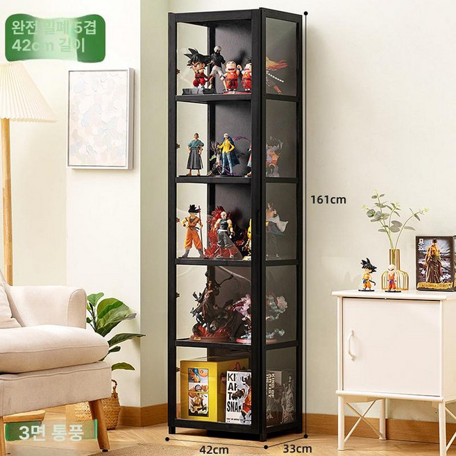 아크릴 진열장 피규어장 원색 투명 단문 이케아장식장 쇼케이스 이중문 레고장 피규어 선반, 1개