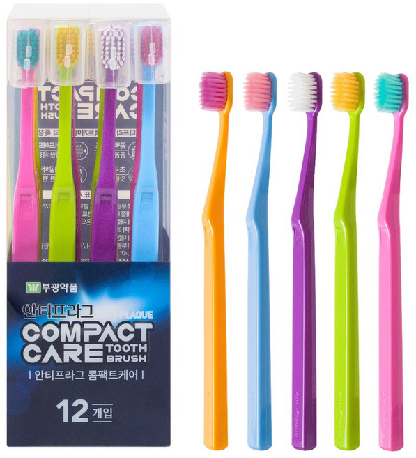 부광약품 안티프라그 콤팩트케어 칫솔 초극세모 12개입, 1세트