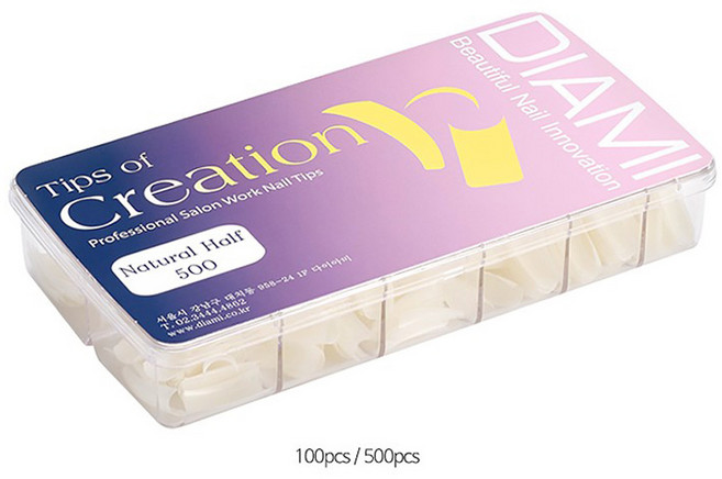 네모뷰티 인조네일 다이아미 내추럴 하프팁 500pcs, 500개