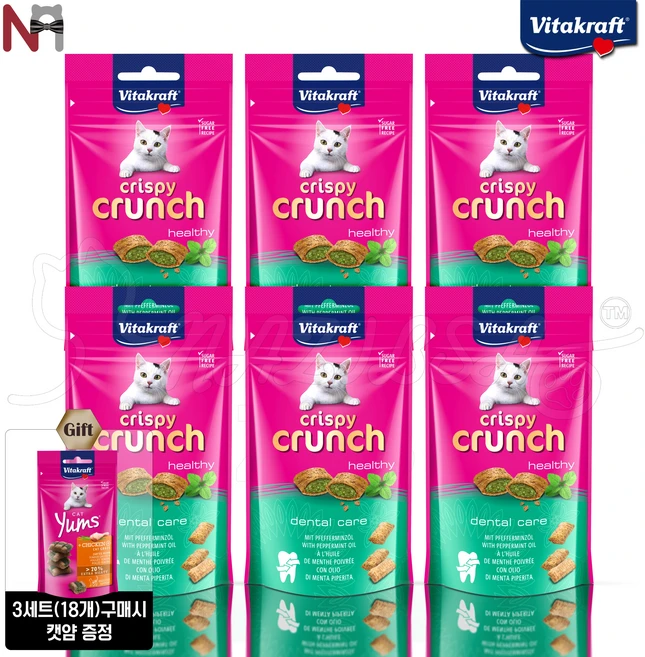 비타크래프트 크리스피크런치 + 3셋구매시 캣얌 증정, 60g, 6개, Dental 덴탈(구강) - 쿠팡