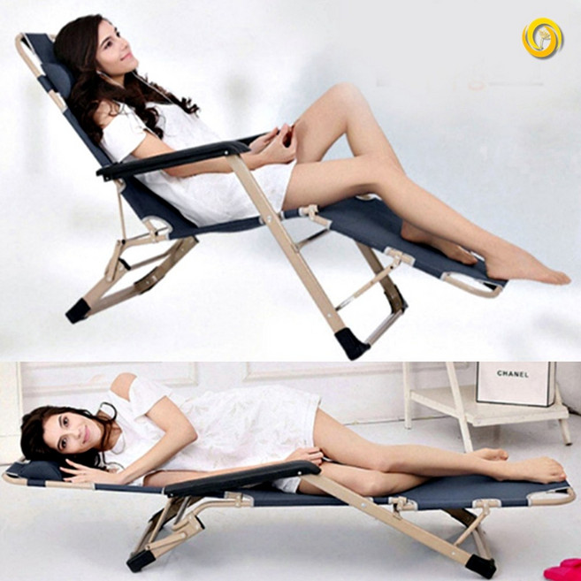 EMPIRE 접이식 각도 조절 침대 사무실 낮잠 간이 휴대용 캠핑 싱글 야전 침대, 그레이