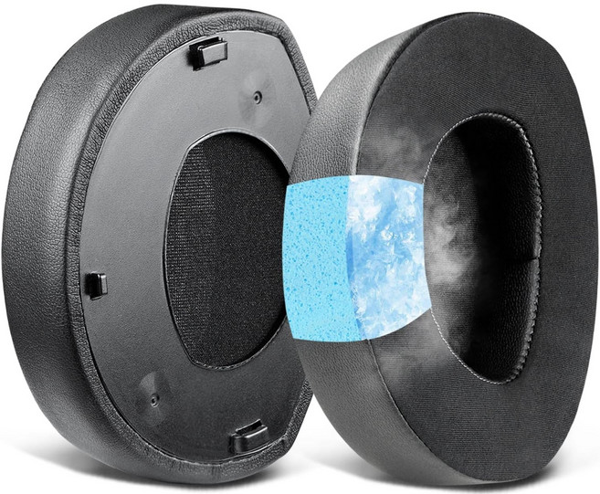 SOULWIT 교체용 이어패드 -호환 모델 젠하이저 Sennheiser HDR160 / HDR170 / HDR180 소음 차단 폼이 포함된 이어쿠션 1쌍, Cooling Gel, Black, 1개