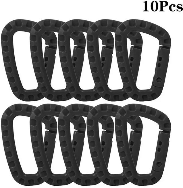 프린 5/10/15Pcs 플라스틱 Carabiner 클립 야외 캠핑 하이킹 ToolsKe ain D 모양 하드 스프링 스냅 기어, 10Pcs