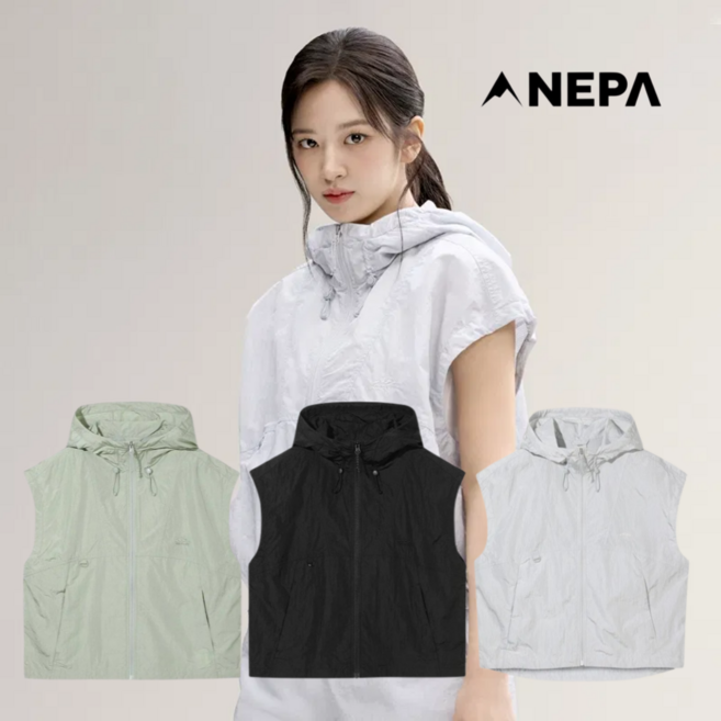 [안유진 착용] 네파 여성용 에코 브리즈 후드 베스트 경량 조끼 7M41461 등산 캠핑 골프 낚시