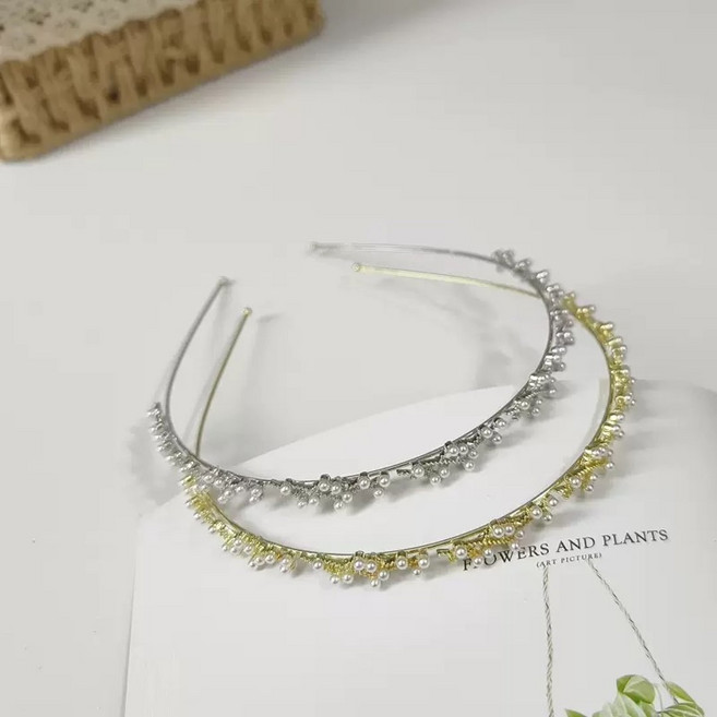 珍珠髮箍 氣質細款合金髮箍 簡約編織頭箍