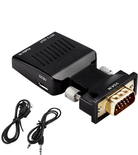 VGA 轉 HDMI 轉換器 附音源線電源線 1080P 高清, 1個, VGA轉HDMI轉接器, VGA轉HDMI轉接器