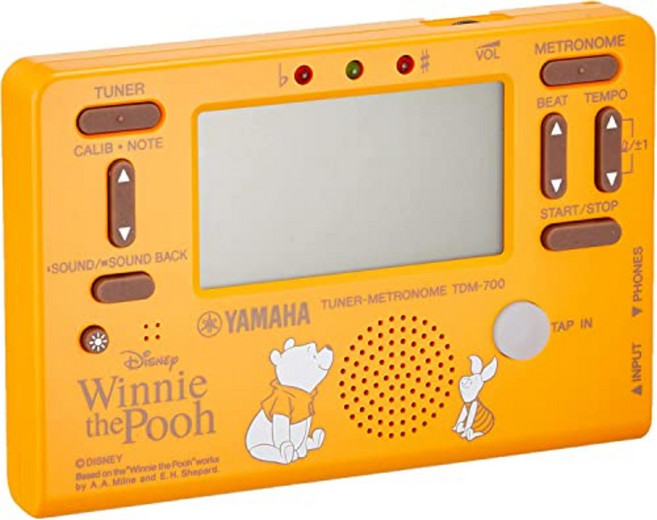 야마하 튜너 메트로놈 TDM-700, 엘로우(푸우) + 단품(캐릭터), 1개