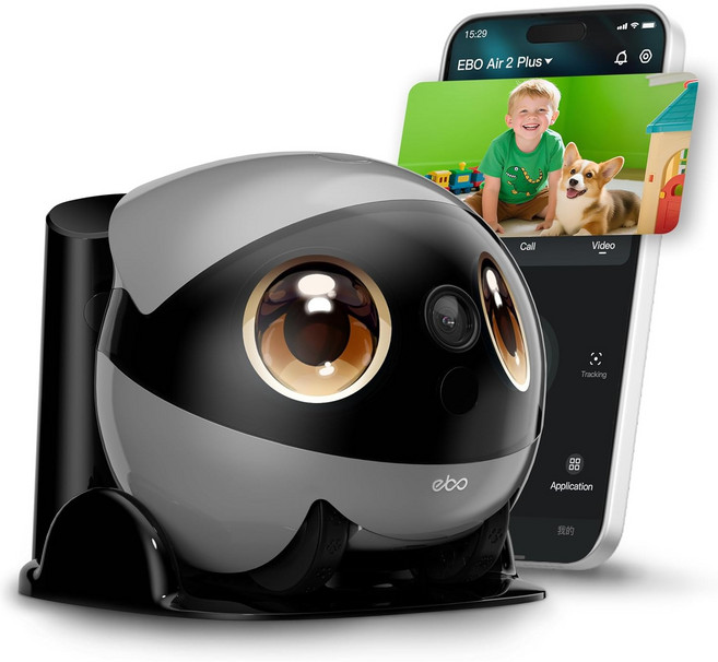 에나봇 EBO AIR 2 PLUS 귀여운 집지킴이 로봇 ChatGPT로 대화 펫 모니터링 원격 CCTV 반려견 홈캠 펫캠, Gray