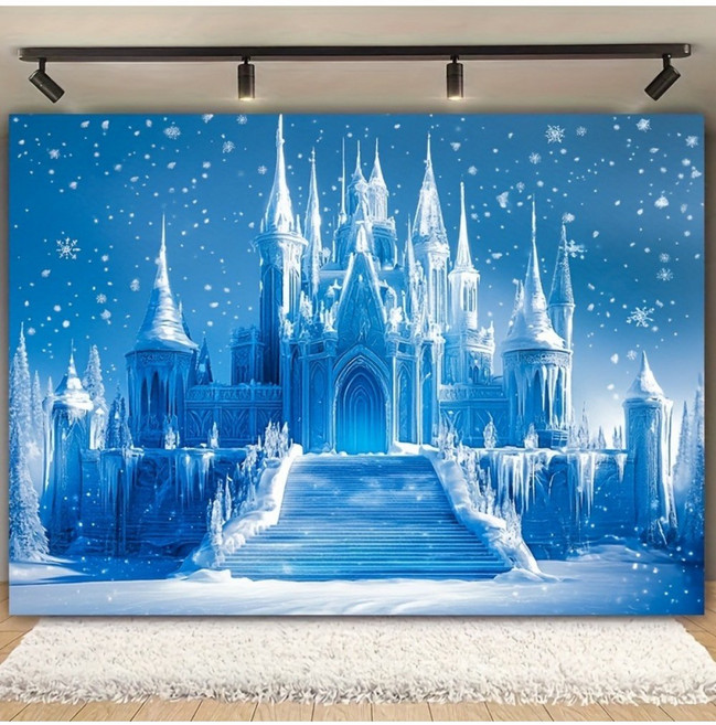 어린이 생일 포토존 배경 현수막 유치원 어린이집 파티용 겨울왕국에서 영감을 받은 겨울 성 - 파티 및 이벤트를 위한, [00] 100X150, [00] 어린이생일, 유치원파티, 어린이집행사, 키즈포