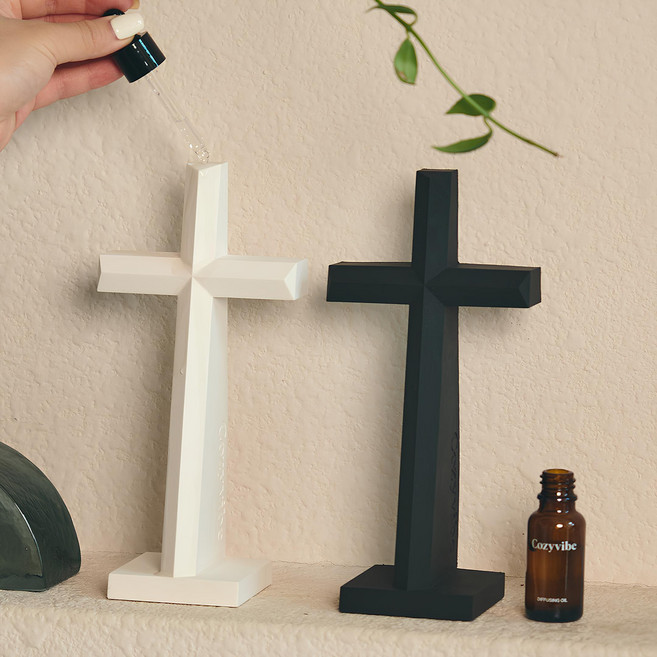 코지바이브 나르드 향유 십자가 석고 디퓨저 방향제, 오리지널 나르드, 오리지널 나르드 & 화이트 십자가