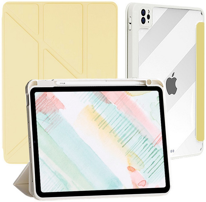 태블리 클리어쉴드 애플펜슬 수납 아이패드 케이스, 레몬옐로우, 1개