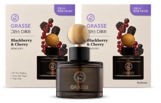 불스원 프리미엄 그라스 차량용 디퓨저 105ml, GRASSE 블랙베리&체리, 2개