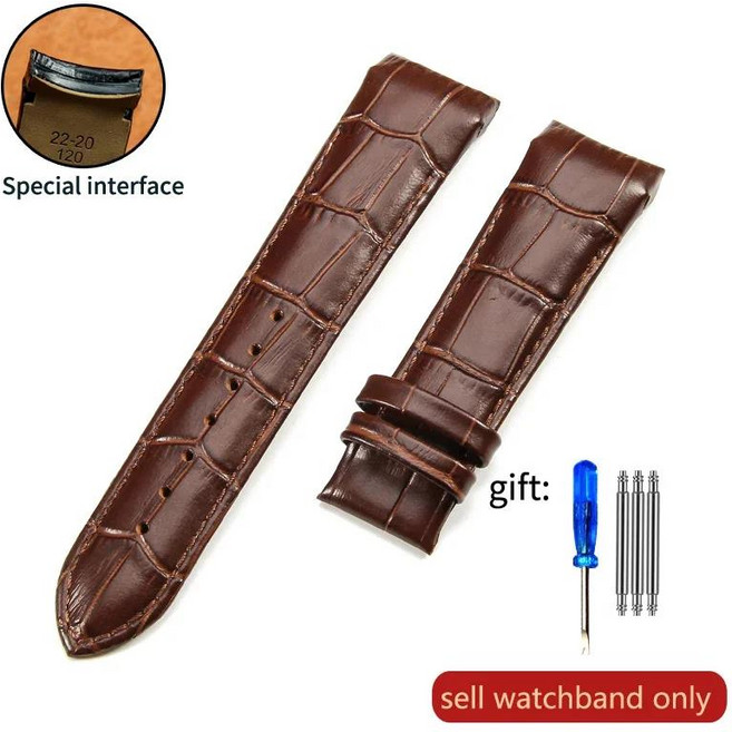 Tissot 1853 Couturier Arc 인터페이스 시계 밴드 버터플라이 걸쇠 T용 남성용 소가죽 스트랩 035407 티 62, 05 Brown-no buckle, 03 24mm, 1개