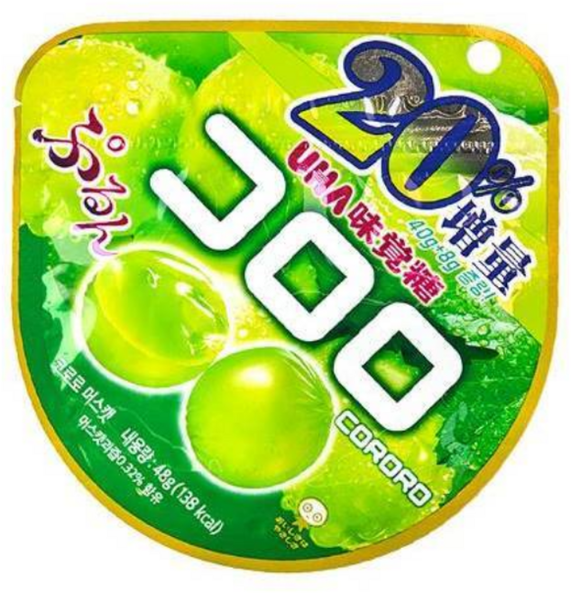 UHA 과일 포도 젤리 간식 구미 코로로 머스캣, 40g, 4개