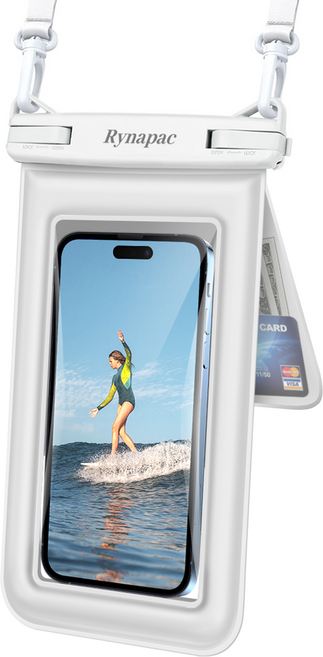 리나 이중포켓 핸드폰 방수팩 IPX8 완전방수 워터파크 폰 카드 분리수납, 화이트, 1개