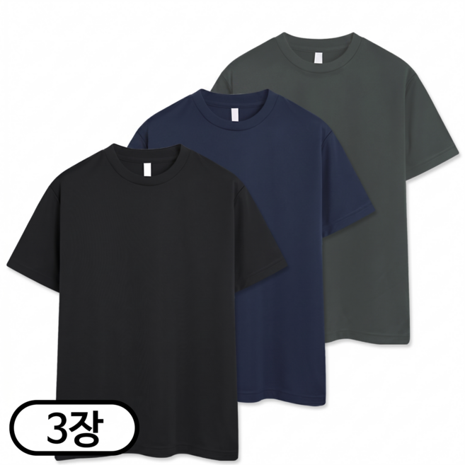 6위 - 3장 세트 드라이 라운드 쿨티셔츠 남녀공용 기능성 반팔티 냉감 반팔 반팔티 (SCC5274PT)