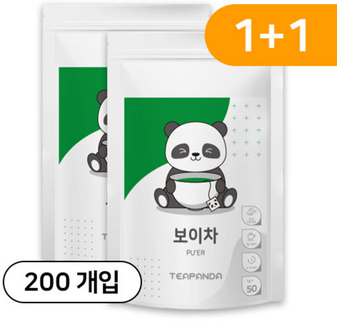 티판다 보이차 친환경 삼각티백, 10개, 100개입, 1g
