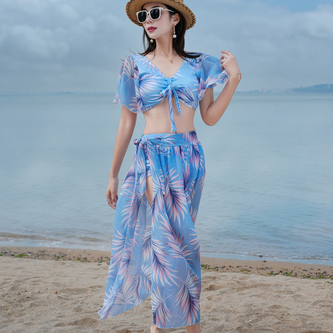 甜過初戀 分體三件式比基尼連衣裙 海邊度假泳裝