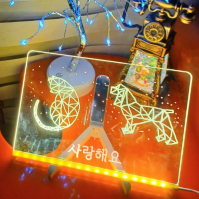 룰루레빗 DIY 나만의 아크릴 무드등 만들기 올인원 키트 카페 메뉴판 A4크기 USB타입