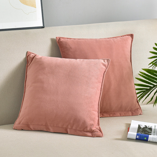소하임 벨벳 소파쿠션 솜 + 커버 2p 세트, 인디핑크