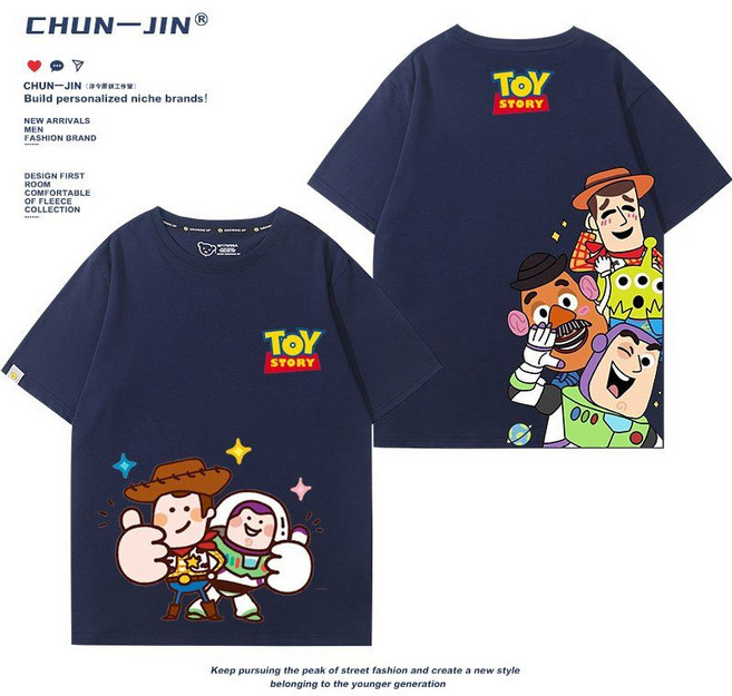 토이스토리 남녀공용 애니메이션티셔츠 프린팅 캐주얼티