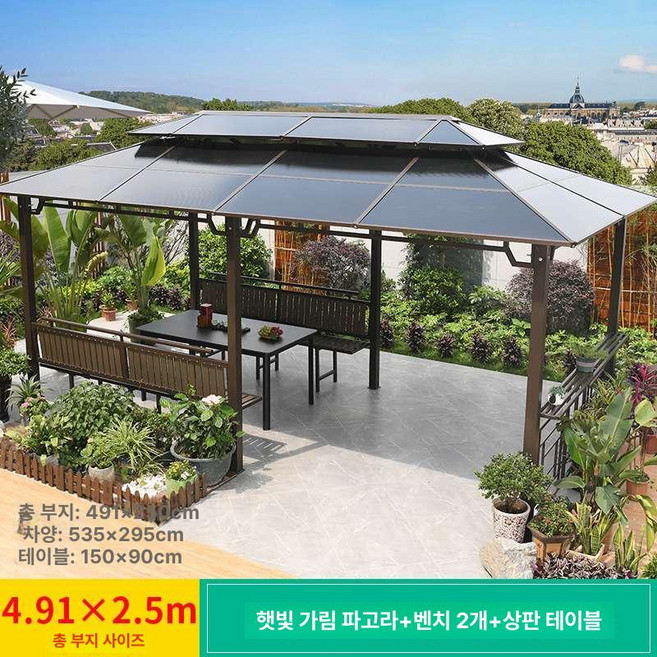 로즈포레 체류형쉼터 농촌체류형쉼터10평 쉼터 정자 옥상정자 조립식정자 정자가격 사각정자, 5.35x3m 정자+2면 A