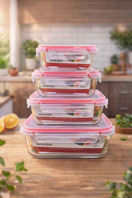 오븐락 찬통 직사각 4호 1520ml / 내열유리 밀폐용기, 1개