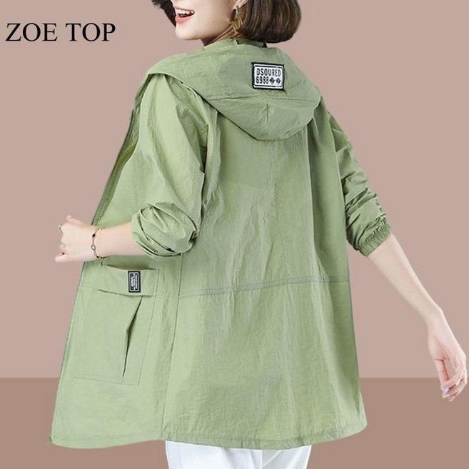 大尺碼女裝 100kg 大碼寬鬆防曬衣女新款中長款防紫外綫防曬服外套 薄外套 運動外套 防曬外套 秋天外套 開衫外套