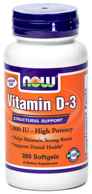 Now Foods 비타민 D-3 1000IU 소프트젤, 360정, 1개