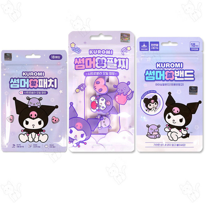 산리오 썸머제품 25년제조 3종 (썸머향패치+썸머향팔찌+썸머겔밴드), 1세트, 38.8g