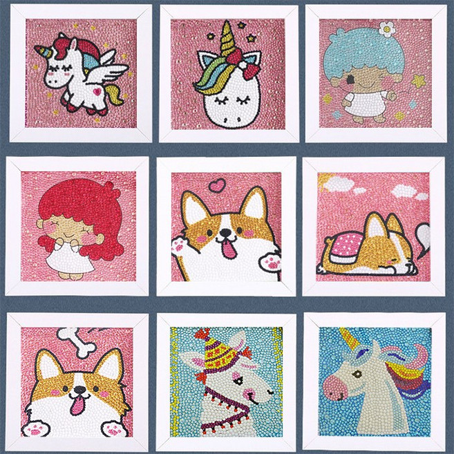 어린이 보석십자수 캐릭터십자수 큐빅십자수 비즈십자수 액자포함, 17.공룡카, 1개