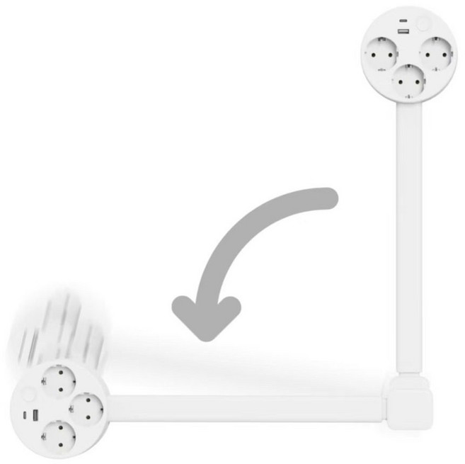 납작머리멀티탭 c타입콘센트 벽면 납작한멀티탭 회전형 3구, 유럽형 멀티탭 확장기 고속충전