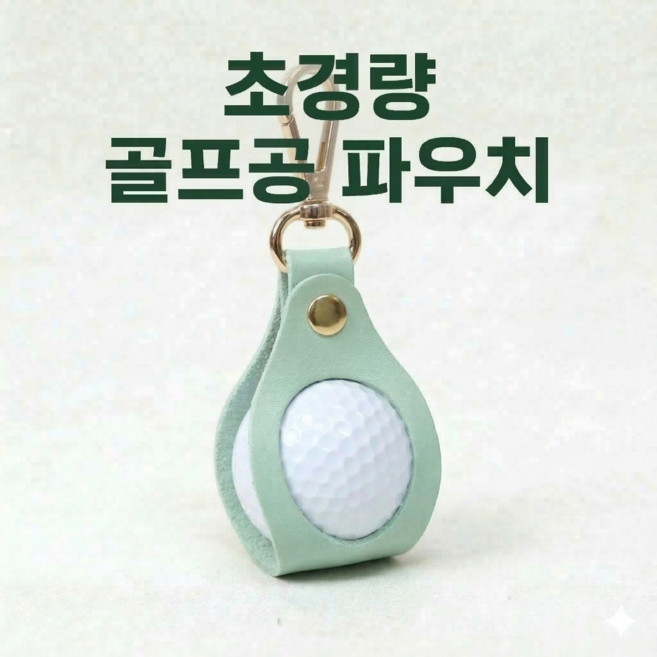 초경량 골프공 파우치 PU가죽 골프볼 케이스 벨트 클립 라운딩 볼주머니, 민트, 1개