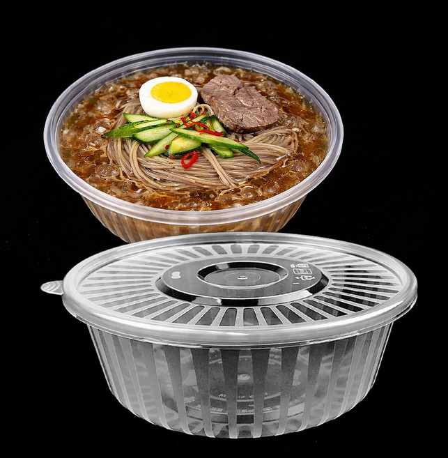 투명 사출 냉면용기 고강도 PP 탕용기 면용기 포장배달용기, 1개, 100세트, 중(1300ml)