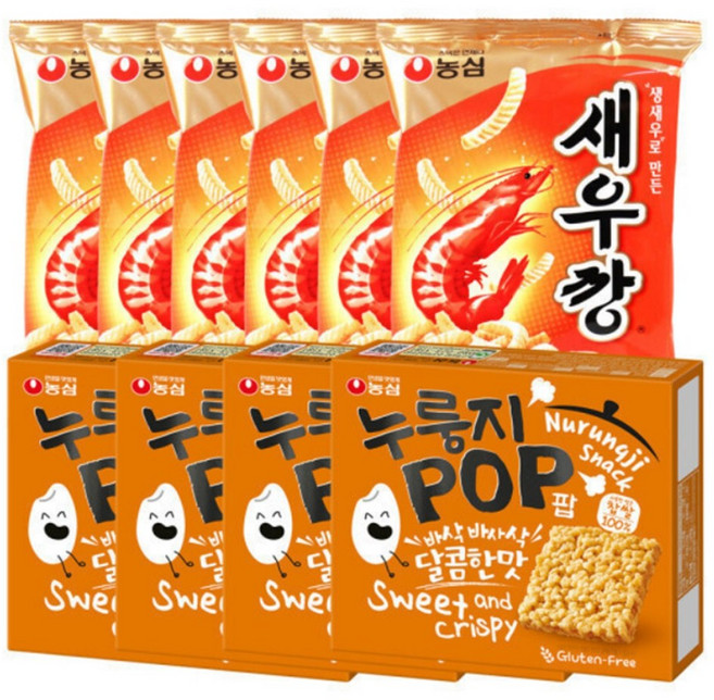 농심 누룽지팝 142g + 새우깡 90g, 6개