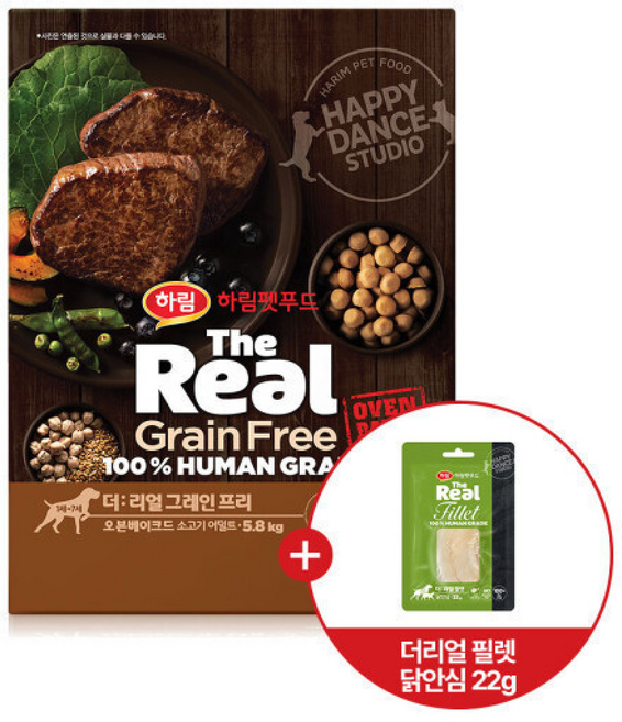 더리얼 그레인프리 오븐베이크드 소고기 어덜트 + 더리얼 필렛 닭안심, 1개, 5.8kg, 소