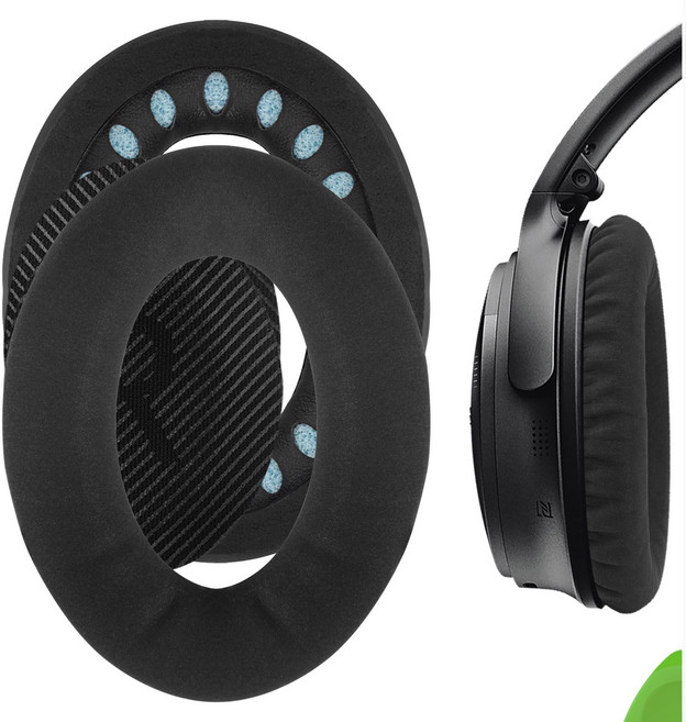 Geekria 컴포트 라미네이트 패브릭 교체용 이어패드 QC45 QC35 QC35 ii용 QuietComfort SE QCSE 헤드폰 이어쿠션 헤드셋 이어패드, EJZ117-07