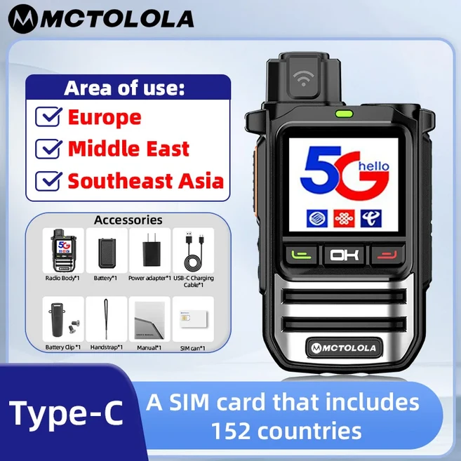 모토로라 2G SIM 평생 LTE POC 양방향 라디오 5000km 글로벌 커버리지 핸드헬드 무전기 지역에 적합, 01 미국인, 06 MT-R6-EU-1PC