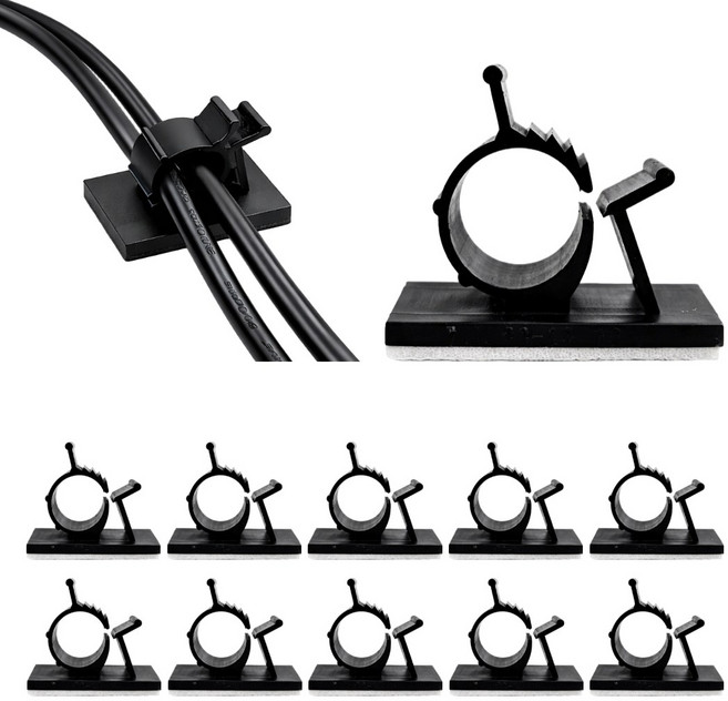 전선고정클립 선정리 케이블 홀더 케이블정리, 블랙, 10개