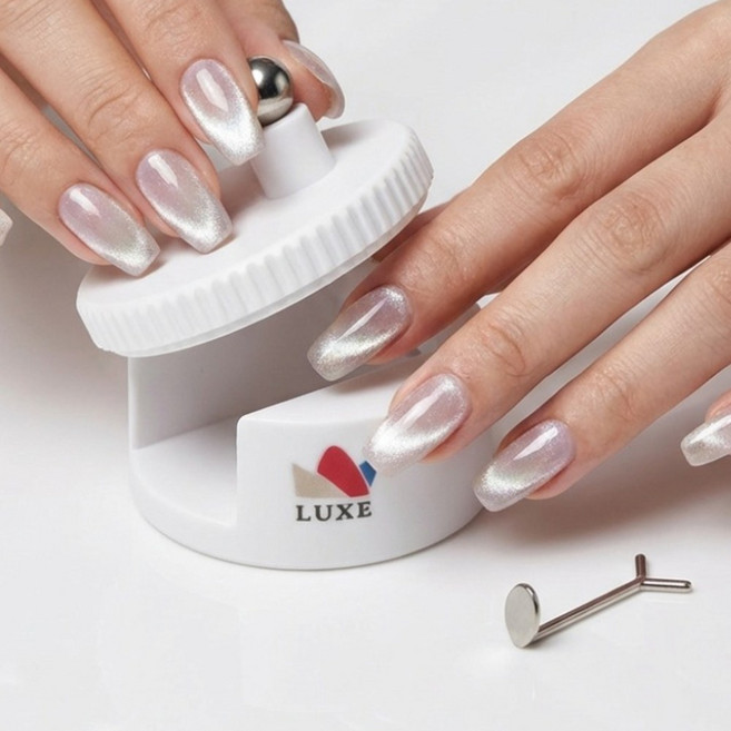 [럭스올리브] 맷돌 회전형 자석 네일아트 셀프 네일 툴 세트, 1개, 회전자석 + 하트팁