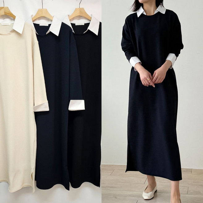 셔츠카라롱원피스 임산부하객룩 임부복 임부원피스