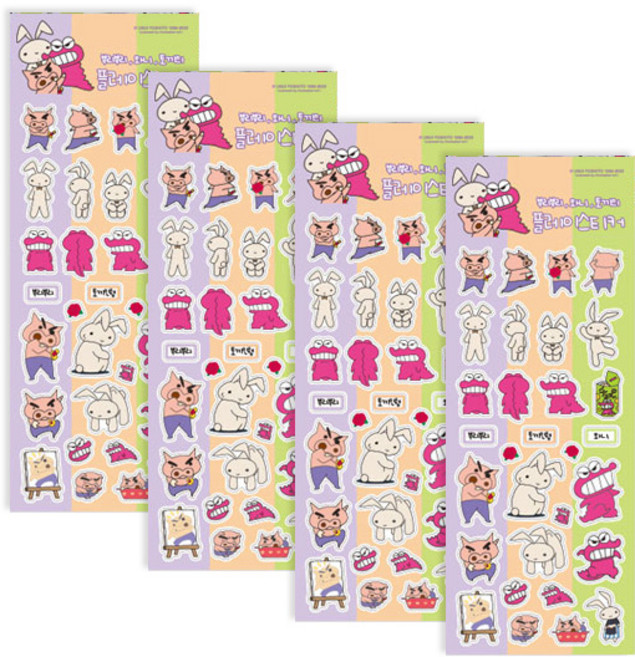 [짱구는 못말려]플레이 스티커, 4개, 부리부리와 니토끼