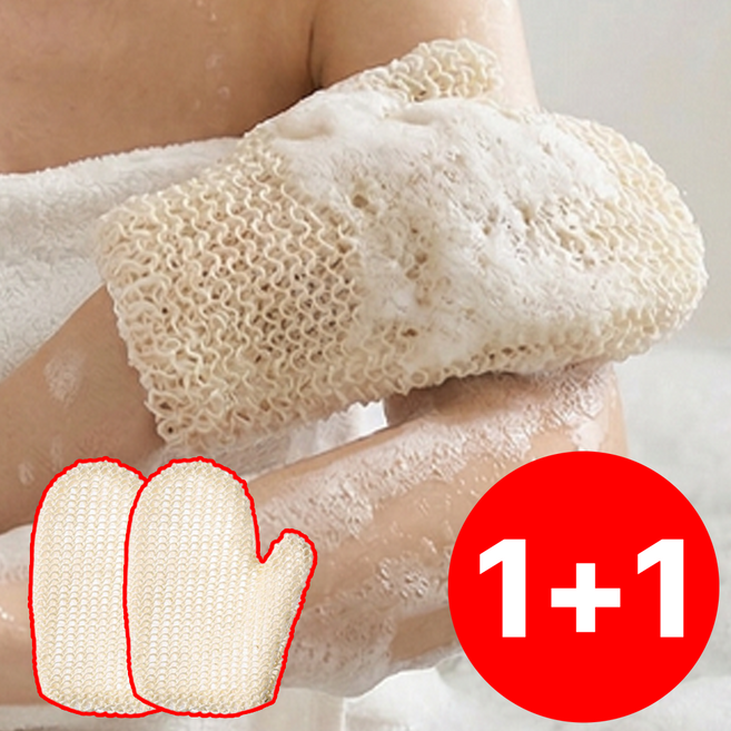갬부지 개운뽀송한 샤워장갑, 1세트, 2개입, 내추럴 파이버