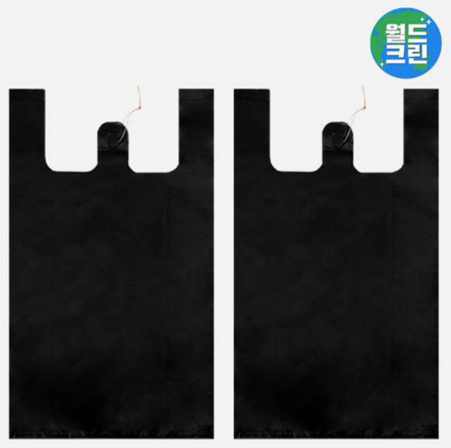 월드크린 손잡이 비닐 봉투 검정, 40L, 100개