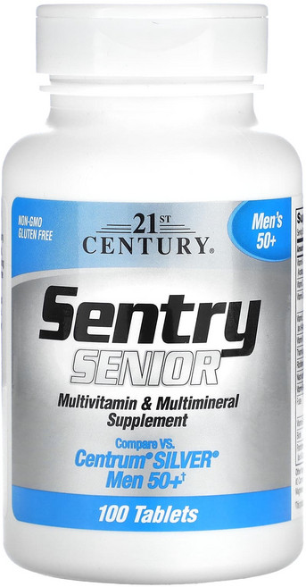 21세기센트리 Sentry 시니어 남성용 멀티비타민 종합미네랄 센트륨 실버 100정, 1개