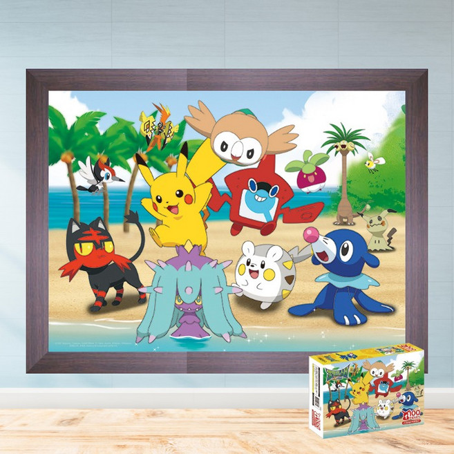 모두의취미 썬앤문 100P 포켓몬스터 직소퍼즐, 1개, 액자세트(우드월넛), 100피스