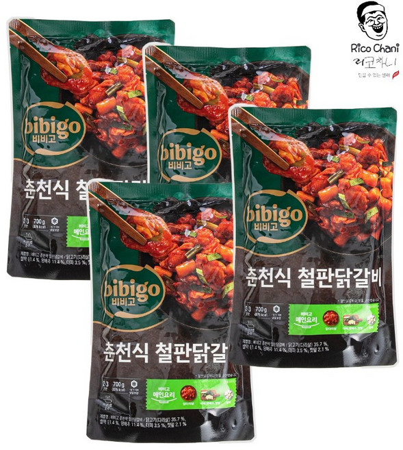 리코차니몰 비비고 bibigo 춘천식 철판닭갈비, 4개, 700g