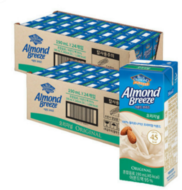 매일아몬드브리즈오리지날950ml x 2개 d21676, 190ml, 48개