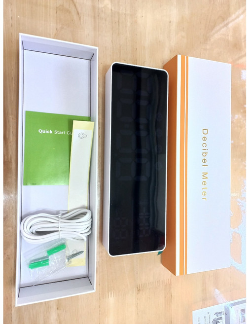 벽걸이형데시벨측정기 LED온도습도 소형, 1개, 백색